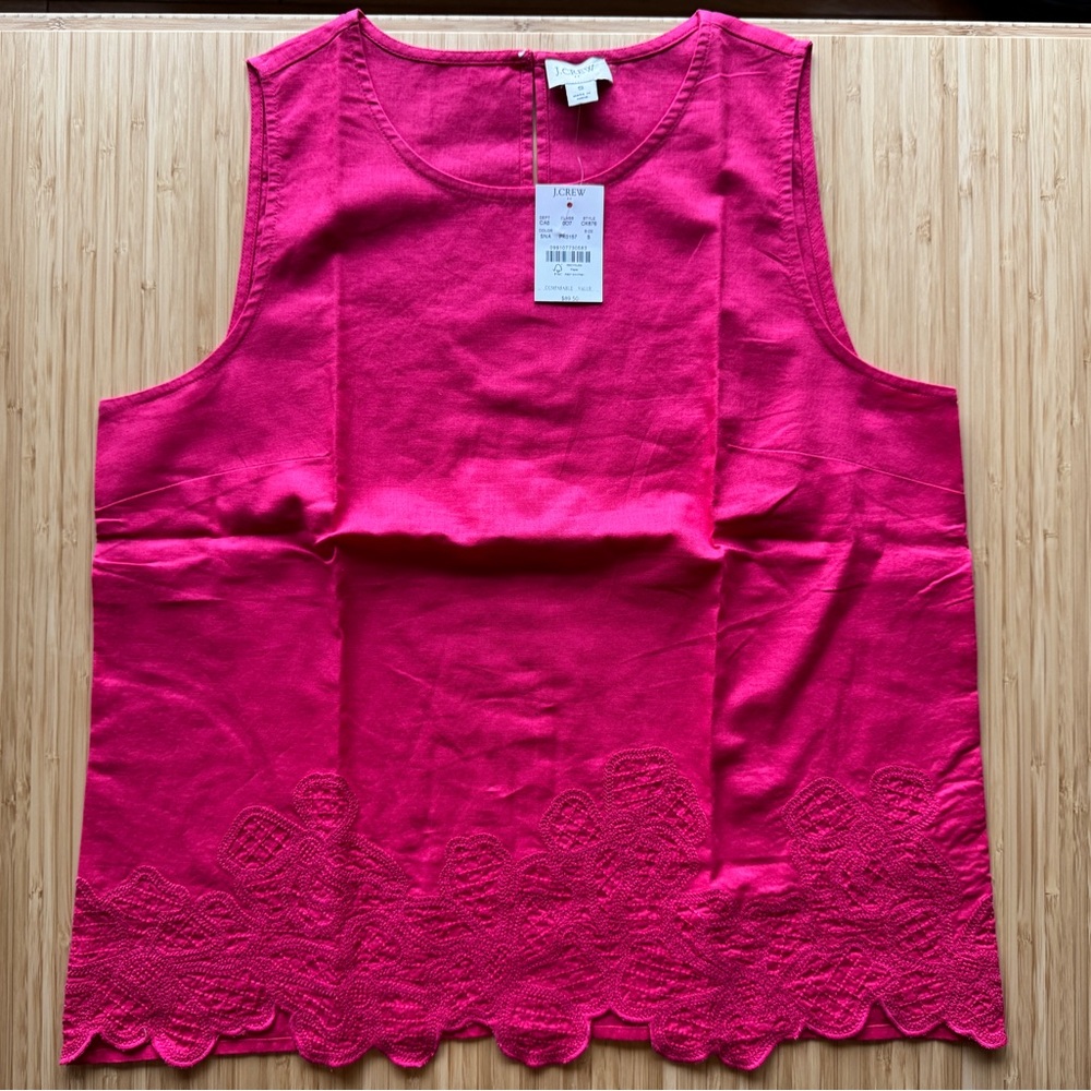 NWT NEVER WORN J Crew Embroidered trim shell blouse